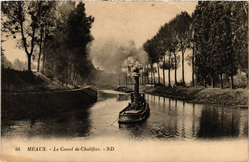 Carte postale ancienne Meaux - Le Canal de Chalifert à Meaux