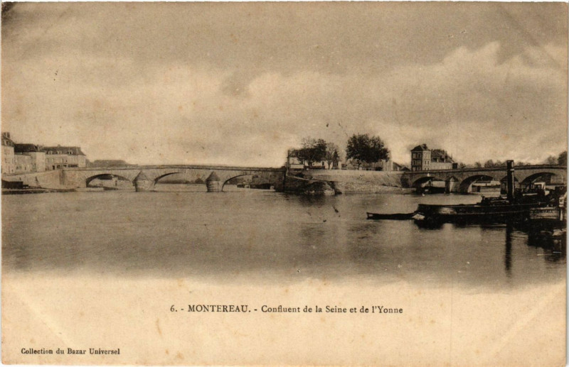 Carte postale ancienne Montereau - Confluent de la Seine et de l'Yonne