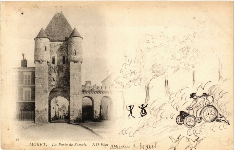 Carte postale ancienne Moret - La Porte de Samois