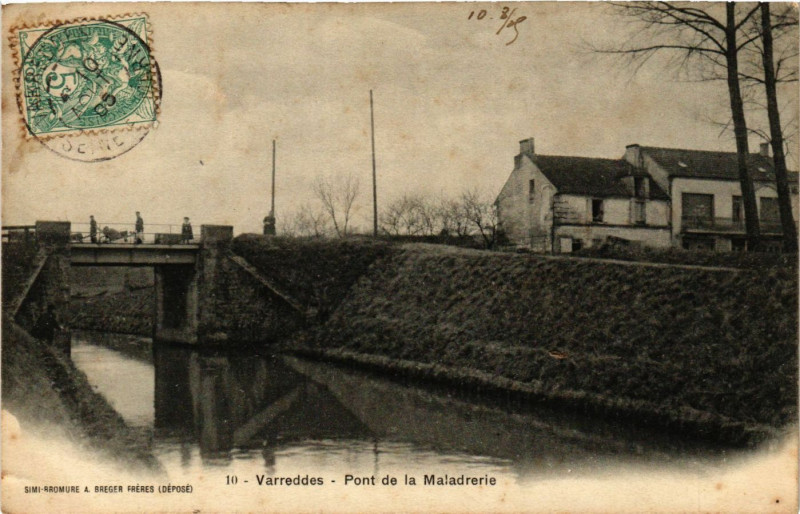 Carte postale ancienne Varreddes - Pont de la Maladrerie à Varreddes
