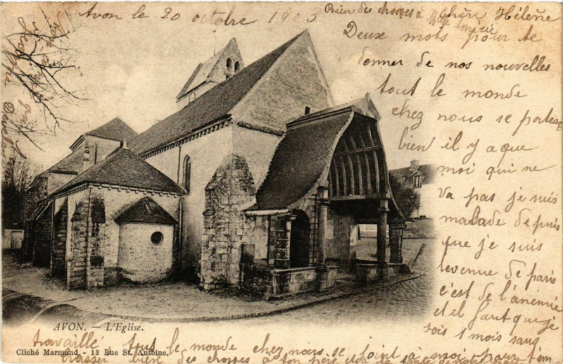 Carte postale ancienne Avon - L'Eglise à Avon