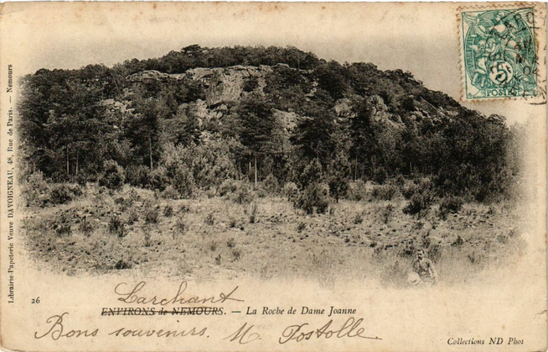 Carte postale ancienne Env. de Nemours - La Roche de Dame Joanne à Nemours