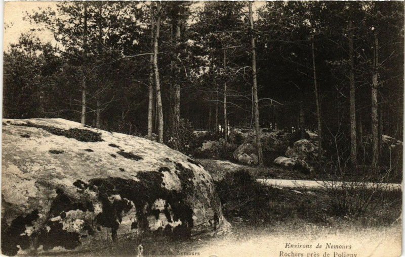 Carte postale ancienne Env. de Nemours - Rochers pres de Poligny à Nemours