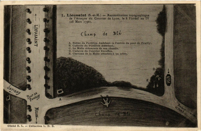Carte postale ancienne Lisusaint Reconstitution topographique de l'Attaque....