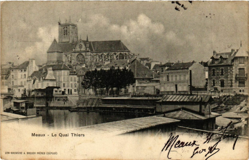 Carte postale ancienne Meaux - Le Quai Thiers à Meaux