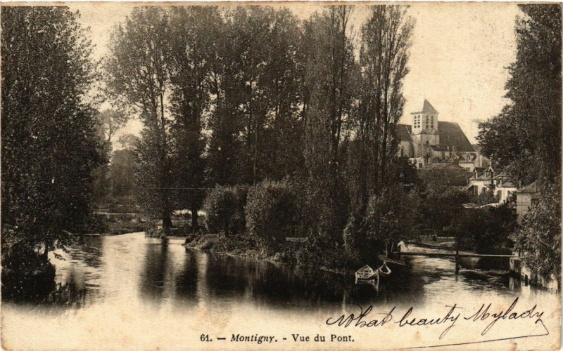 Carte postale ancienne Montigny - Vue du Pont