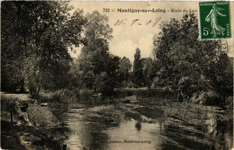 Carte postale ancienne Montigny-sur-Loing - Bords du Loing à Montigny-sur-Loing