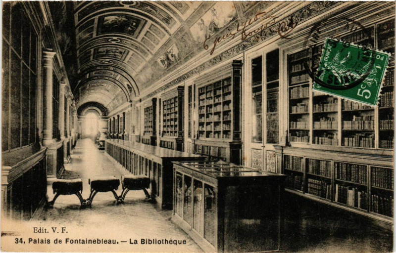 Carte postale ancienne Palais de Fontainebleau - La Biblioteque à Fontainebleau