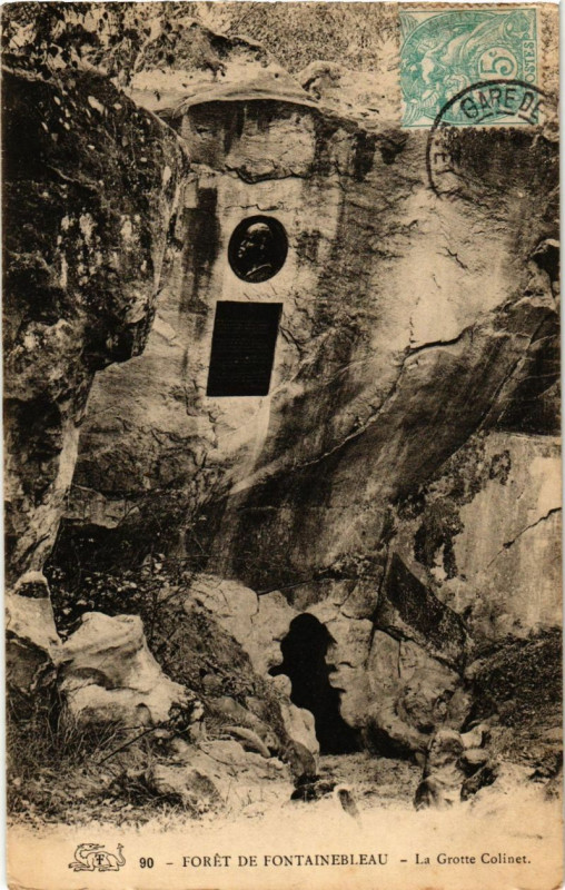 Carte postale ancienne Foret de Fontainebleau - La Grotte Colinet à Fontainebleau