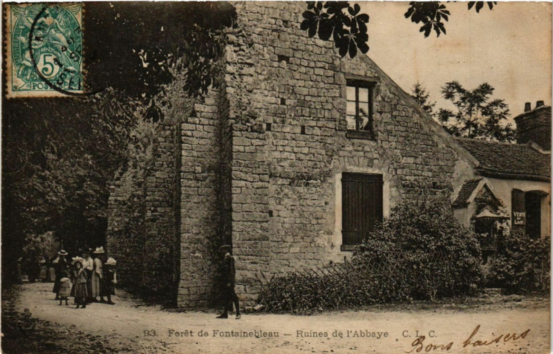 Carte postale ancienne Foret de Fontainebleau - Ruines de l'Abbaye à Fontainebleau