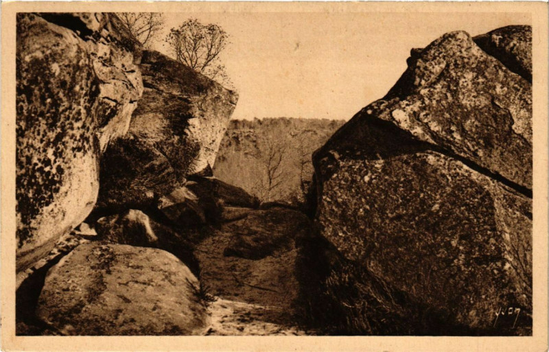 Carte postale ancienne Fontainebleau La Foret-Gorges de Franchard Labyrinthe des Druides à Fontainebleau