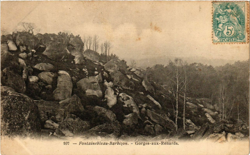 Carte postale ancienne Fontainebleau-Barbizon - Gorges-aux-Renards à Fontainebleau