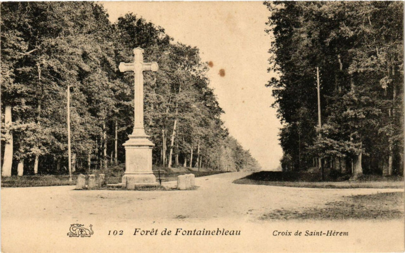 Carte postale ancienne Foret de Fontainebleau - Croix de St-Herem à Fontainebleau