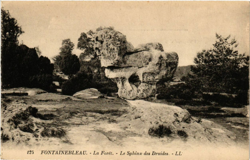 Carte postale ancienne Fontainebleau - La Foret - Le Sphinx des Druides à Fontainebleau