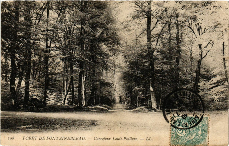 Carte postale ancienne Foret de Fontainebleau - Carrefour Louis-Philippe à Fontainebleau
