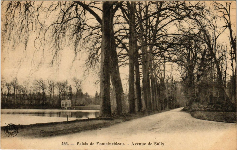 Carte postale ancienne Palais de Fontainebleau - Avenue de Sully à Fontainebleau
