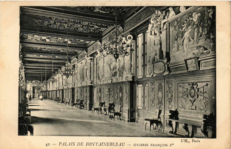 Carte postale ancienne Palais de Fontainebleau - Galerie Francois Ier à Fontainebleau