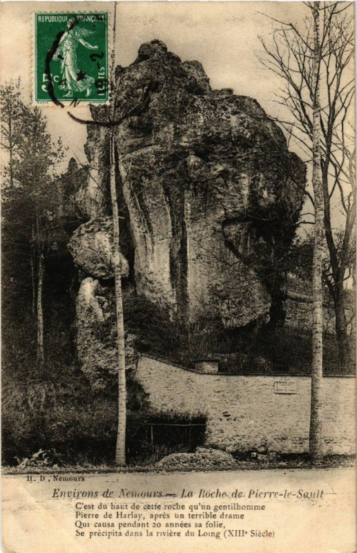 Carte postale ancienne Env. de Nemours - La Roche de Pierre-le-Sault à Nemours