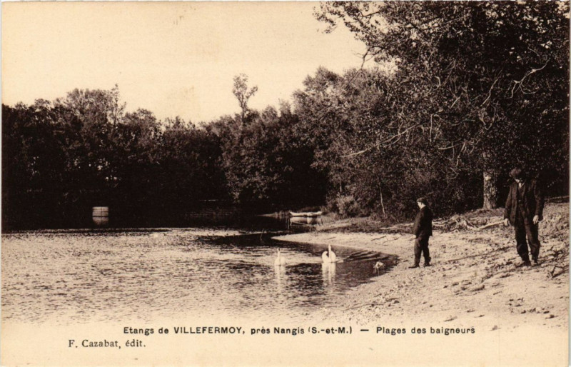 Carte postale ancienne Etange de Villepermoy pres Nangis - Plages des baigneurs à Nangis
