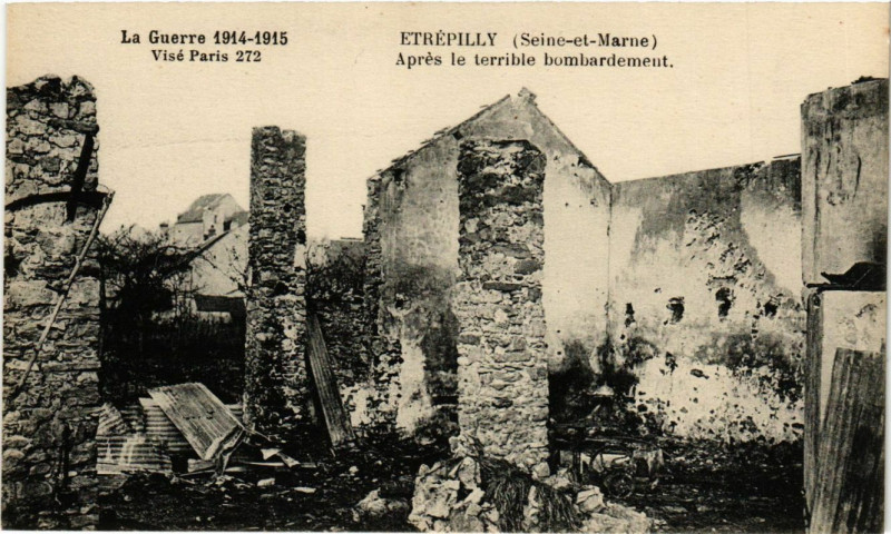 Carte postale ancienne La Guerre 1914-15 - Etrepilly - Apres le terrible.. à Étrépilly