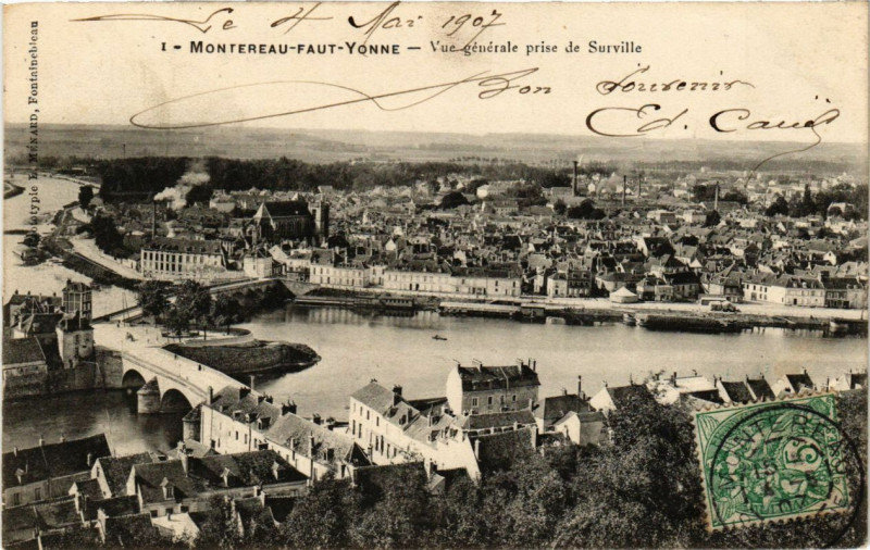 Carte postale ancienne Montereau - Faut-Yonne - Vue - générale prise de Surville