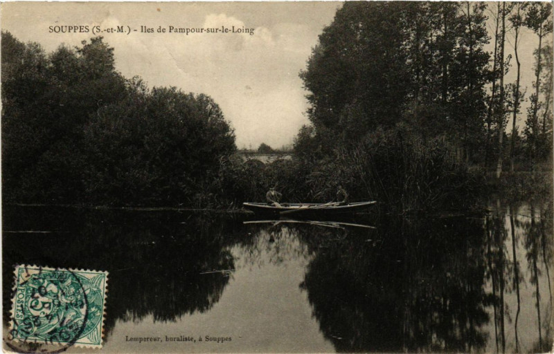 Carte postale ancienne Souppe - Iles de Pampour-sur-la-Loing