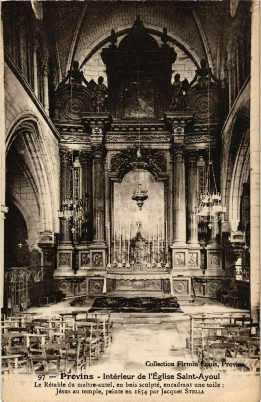 Carte postale ancienne Provins - Interieur de l'Eglise St-Aycul - Le Retable du... à Provins
