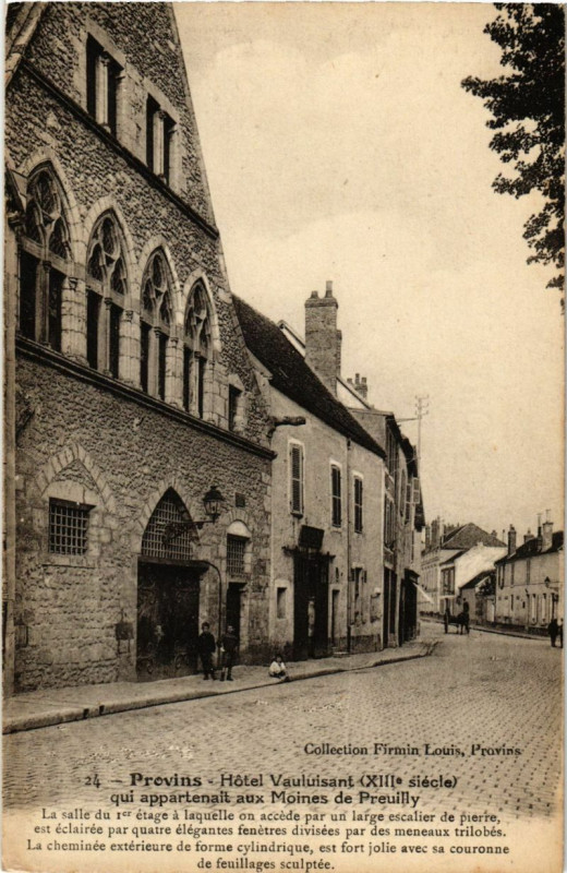 Carte postale ancienne Provins Hotel Vauluisant (Xii siecle) qui appartenait Moines de.. à Provins