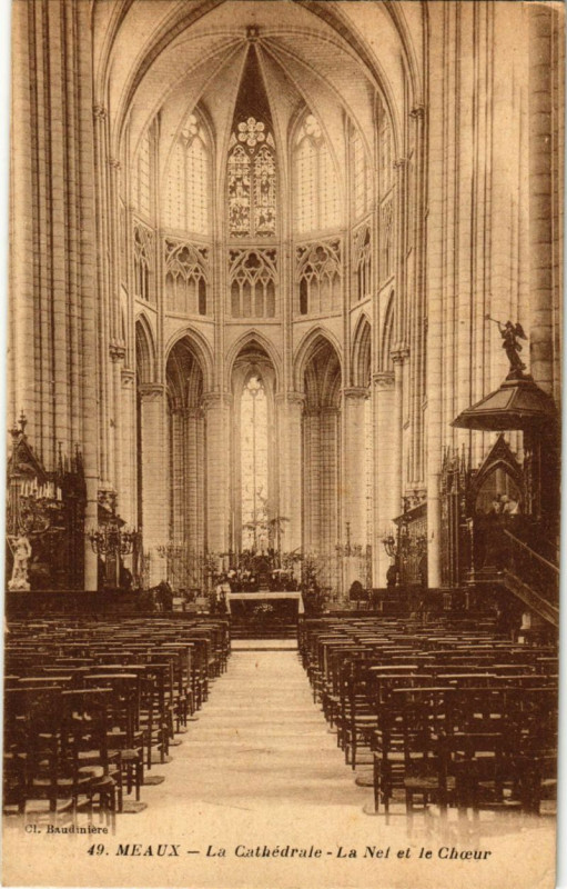 Carte postale ancienne Meaux - La Cathedrale - La Net et le Choeur à Meaux