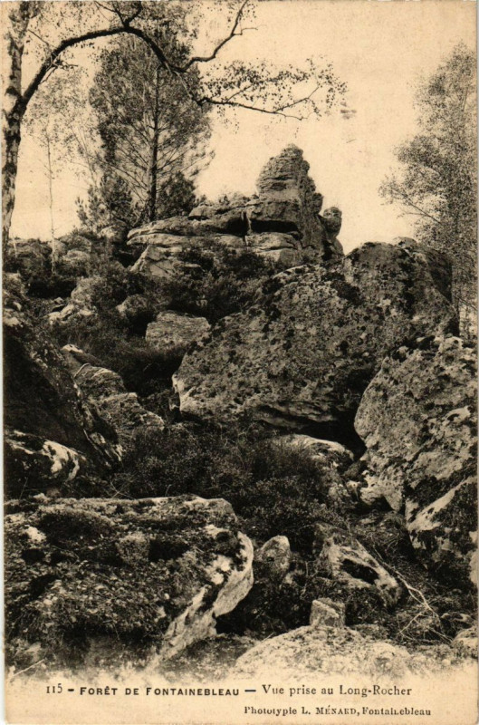 Carte postale ancienne Foret de Fontainebleau - Vue prise au Long-Rocher à Fontainebleau