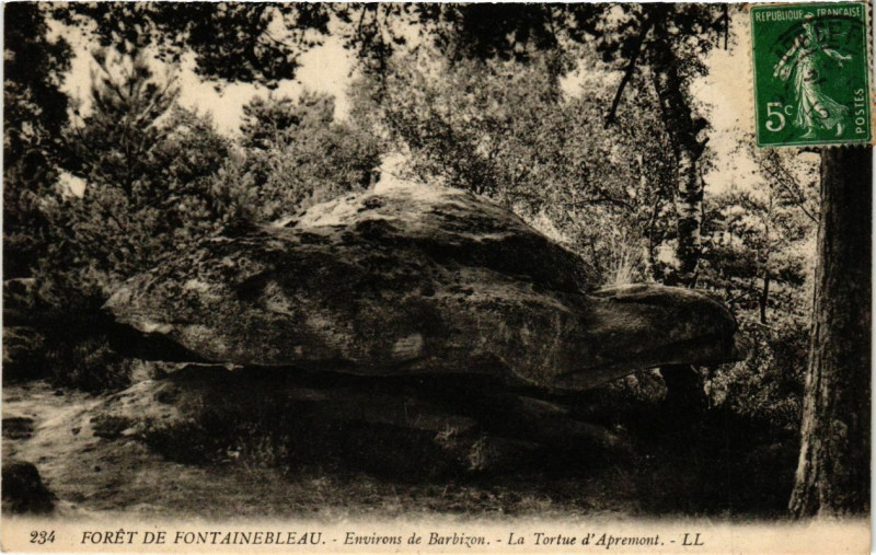 Carte postale ancienne Foret de Fontainebleau - Env. de Barbizon - La Tortue d'Apremont à Fontainebleau