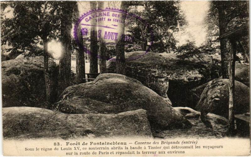 Carte postale ancienne Foret de Fontainebleau - Caverne des Brigands (entrée) à Fontainebleau