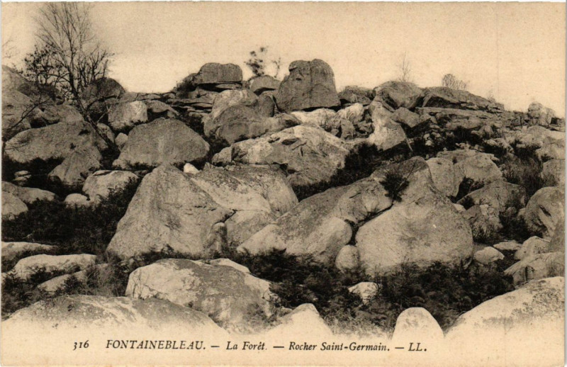 Carte postale ancienne Fontainebleau - La Foret - Rocher St-Germain à Fontainebleau