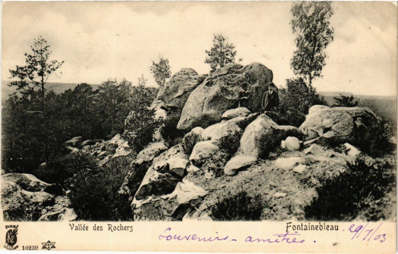 Carte postale ancienne Vallée des Rochers - Fontainebleau à Fontainebleau