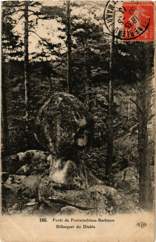 Carte postale ancienne Foret de Fontainebleau - Barbizon - Bilboquet du Diable à Fontainebleau