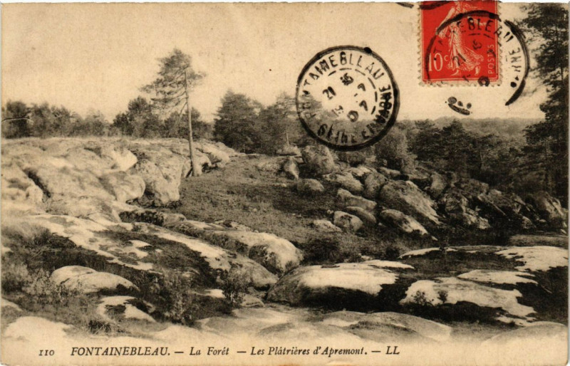 Carte postale ancienne Fontainebleau - La Foret - Les Platrieres d'Apremont à Fontainebleau