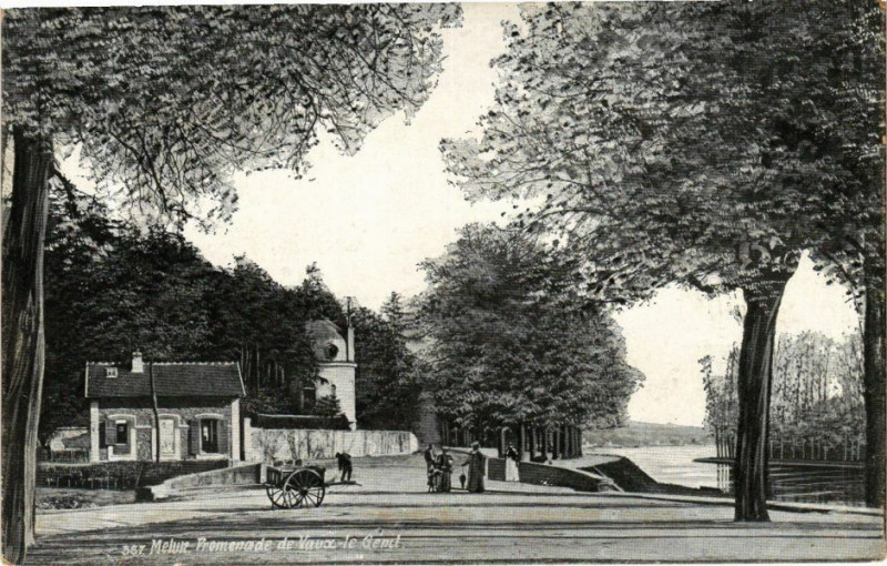 Carte postale ancienne Ed. Aqua 387 Melun Promenade de Vaux-le-Genit à Melun