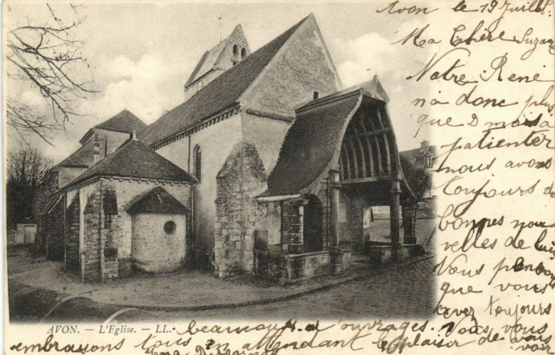 Carte postale ancienne Avon - L' Eglise - Ll. à Avon