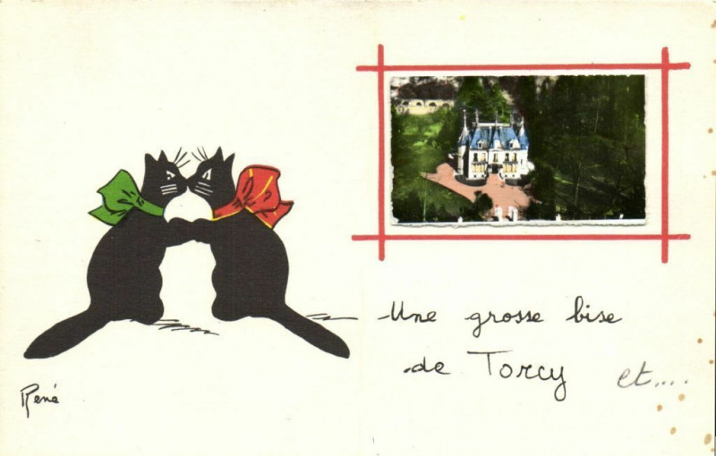Carte postale ancienne Une grosse bise de Torcy à Torcy