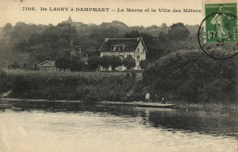 Carte postale ancienne De Lagny á Dampmart - La Marne et la Villa des Méthos à Dampmart