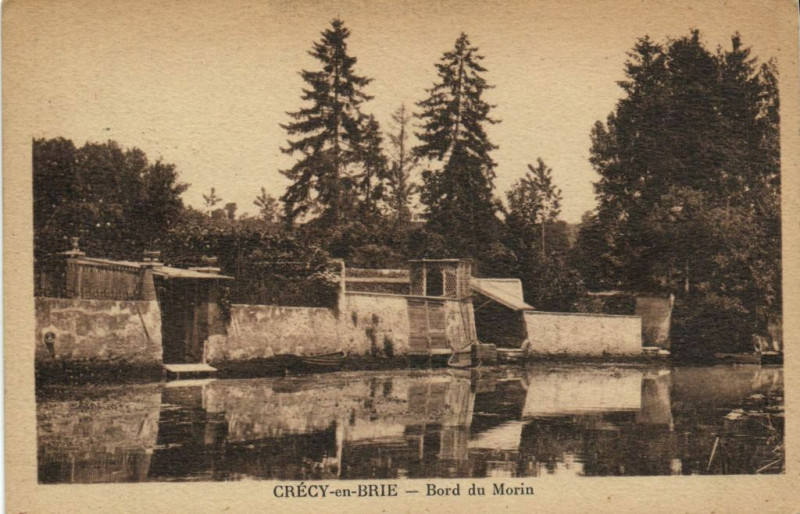 Carte postale ancienne Crecy en Brie - Bord du Morin