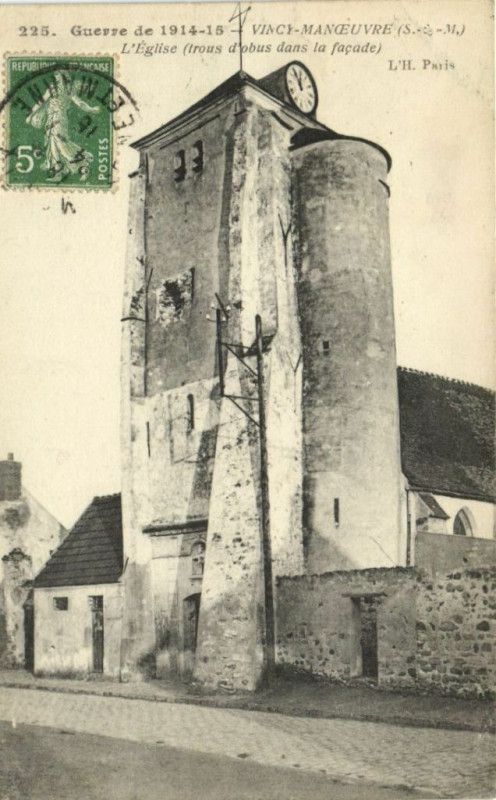 Carte postale ancienne Guerre de 1914-18 - Vichy-Manoeuvre L'Eglise (tours à Ichy
