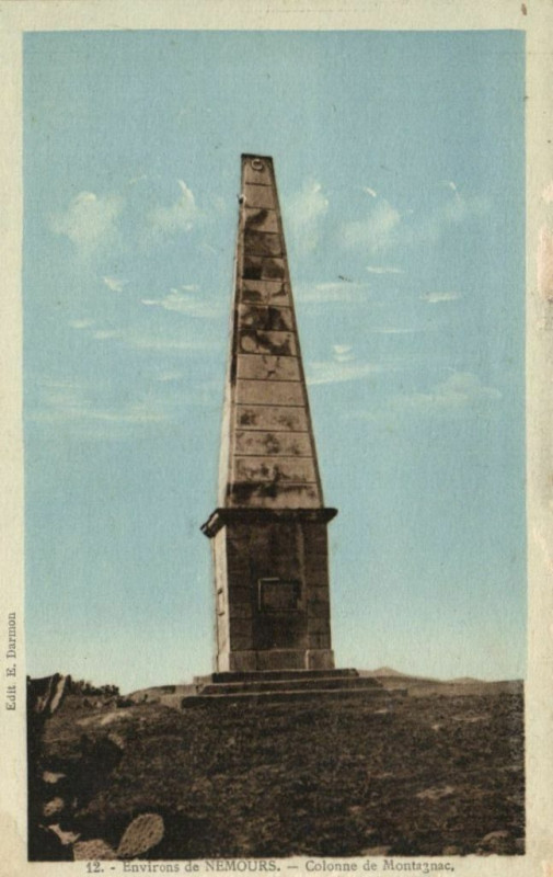 Carte postale ancienne Env. de Nemours - Colonne de Montegnac à Nemours