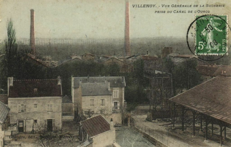 Carte postale ancienne Villenoy - Vue générale De La Sucherie prise du Canal de L'Ourgo à Villenoy
