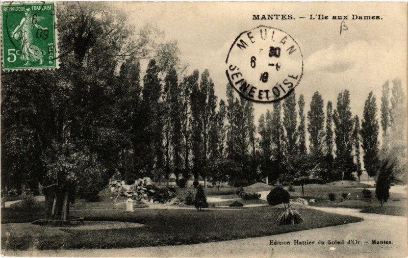 Carte postale ancienne Mantes L'Ile aux Dames