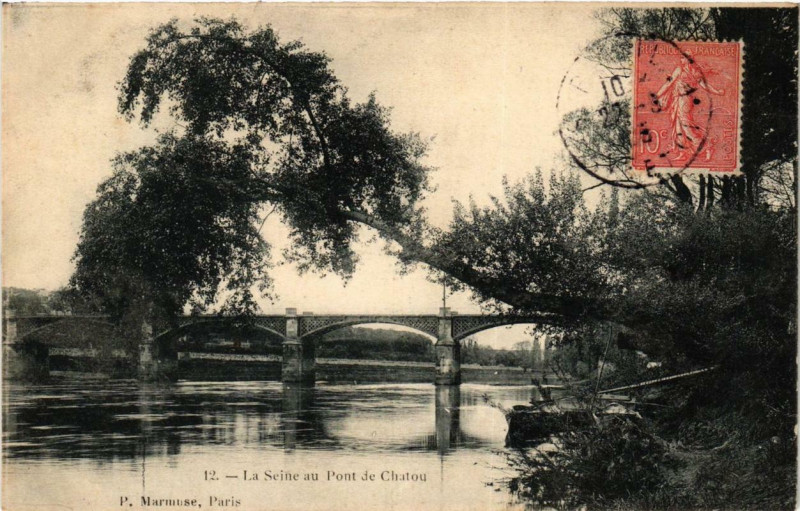 Carte postale ancienne La Seine au Pont de Chatou à Chatou
