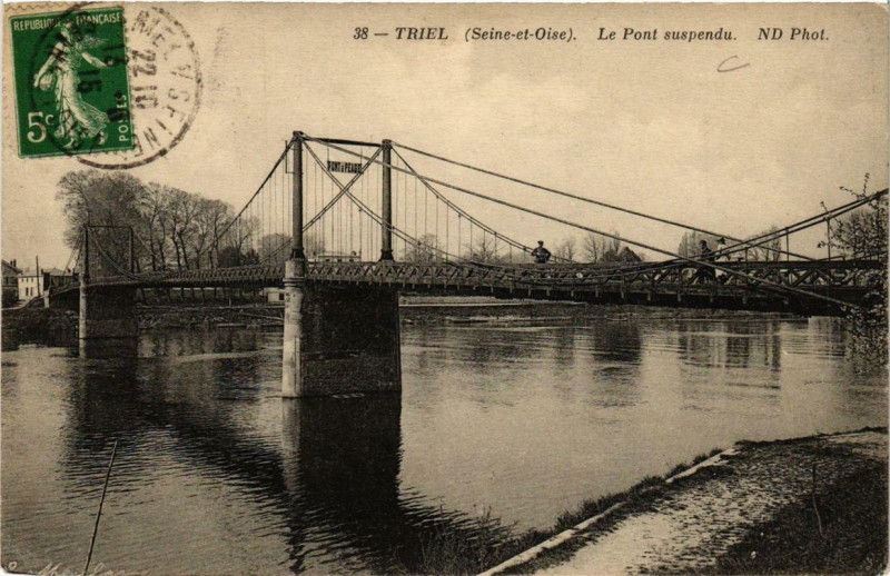 Carte postale ancienne Triel Le Pont suspendu