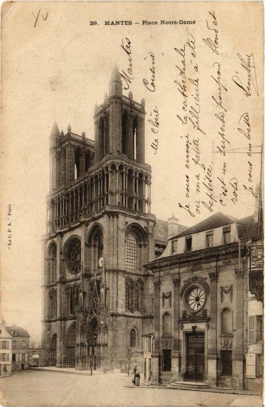 Carte postale ancienne Mantes Place N.-D.