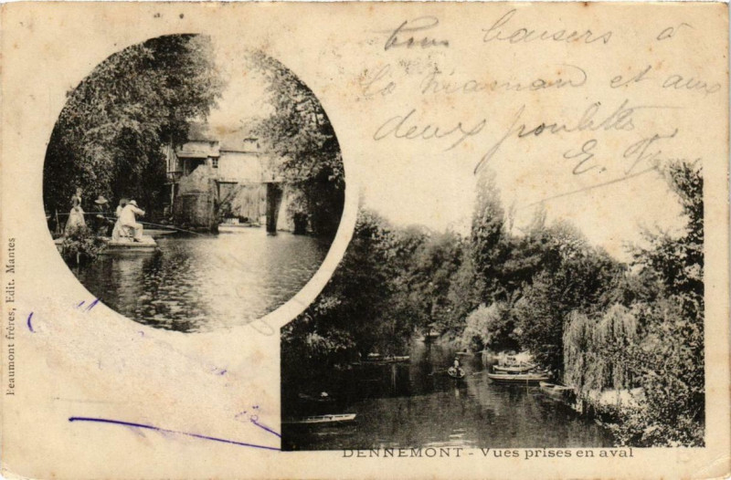 Carte postale ancienne Dennemont Vues prises en aval