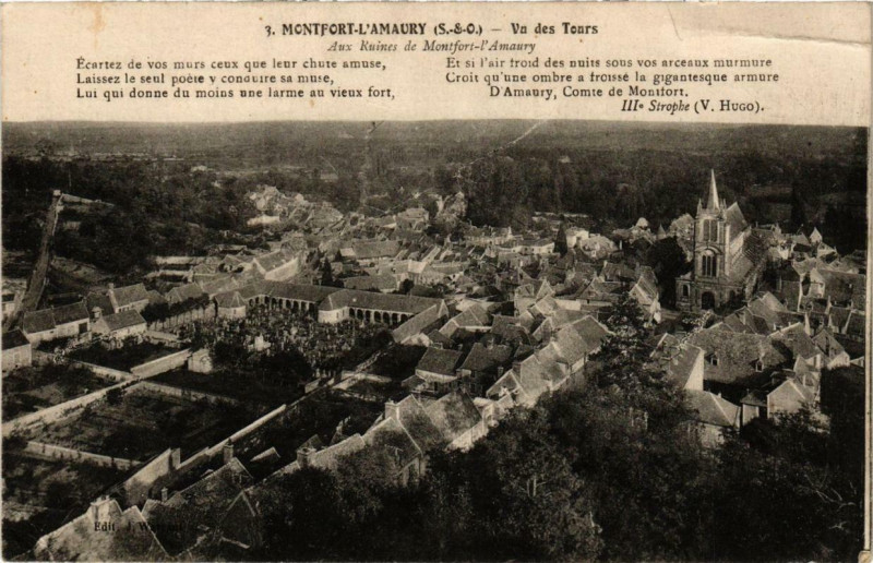 Carte postale ancienne Montfort-L'Amaury Vu des Tours à Montfort-l'Amaury